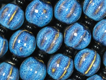 Beautiful Hand Painted Porcelain Beads, 16mm Unique Hand Painted Blue Porcelain Round Shape Beads, Gorgeous Blue Color Porcelain Bead 9  Online Sale