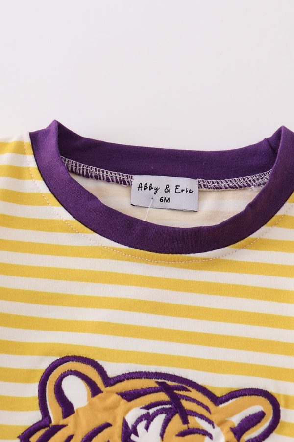 Yellow tiger embroidery LSU boy bubble For Cheap