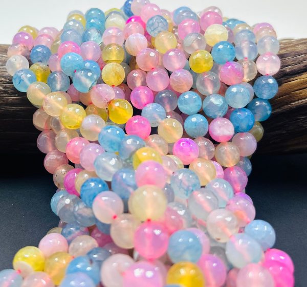 AAA Cotton candy jade stone bead. Faceted 6mm 8mm 10mm round bead. Gorgeous natural multi color jade stone bead. High quality  ! Sale