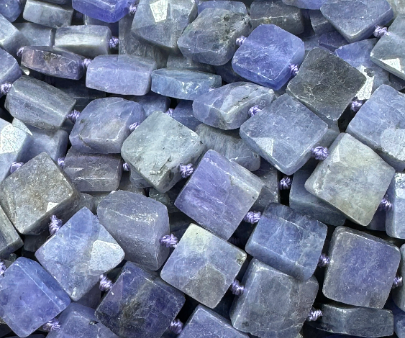 AA Natural Tanzanite Gemstone Bead Faceted 10mm 12mm Square Shape Beads, Gorgeous Natural Purple-Blue Color Tanzanite, Excellent Quality Full Strand 15.5  Supply