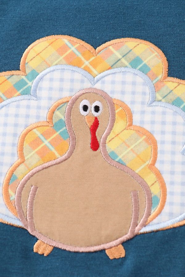 Navy thanksgiving turkey applique boy top Hot on Sale