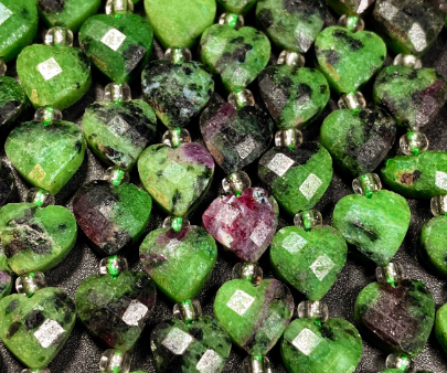 Natural Ruby Zoisite Gemstone Bead Faceted 8mm Heart Shape Bead. Beautiful Natural Green Ruby Red Color Zoisite Gemstone, Full Strand 15.5 Online