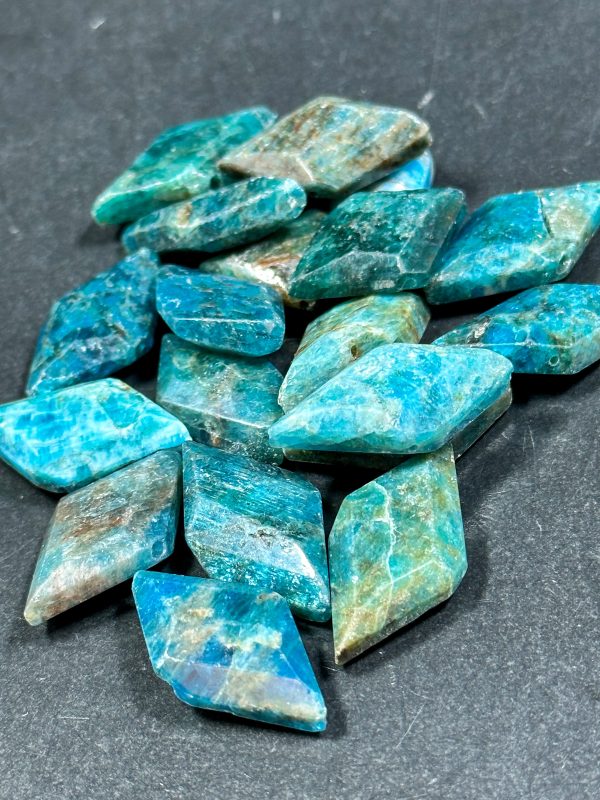 AAA NATURAL Blue Apatite Gemstone Bead Faceted 29x16mm Diamond Shape, Gorgeous Natural Blue Color Apatite Gemstone Bead, LOOSE Beads Supply