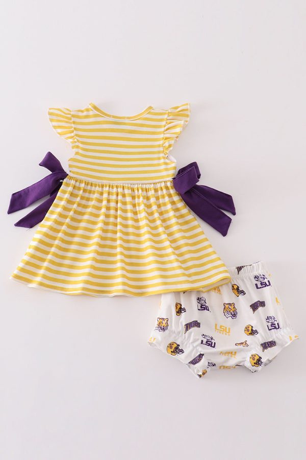 Yellow tiger embroidery LSU girl bloomer set Sale