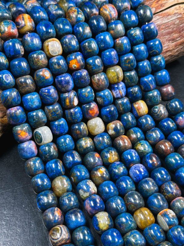 Natural Tibetan Gemstone Bead 12x13mm Barrel Shape, Gorgeous Multicolor Blue Color Tibetan Gemstone Beads, Excellent Quality Full Strand 13  Online now