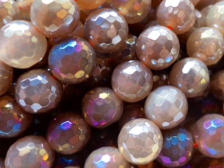 AAA Mystic Moonstone Gemstone Beads, 6mm, 8mm, 10mm, Faceted Round Beads, Beautiful Gray Brown Beads, Great Quality Beads! Full Length 15  Hot on Sale