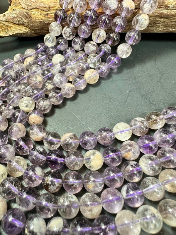 Natural Super 7 Gemstone Bead 6mm 8mm 10mm Round Bead, Beautiful Purple Clear Color Super 7 Gemstone Bead Full Strand 15.5  on Sale