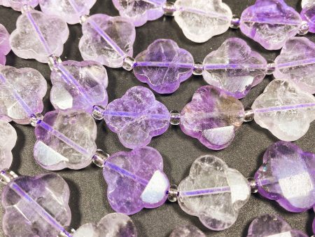 Natural Amethyst Gemstone Bead Faceted 17mm Clover Flower Shape, Beautiful Natural Purple Color Amethyst Gemstone Bead Hot on Sale