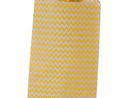 Yellow Chevron Treat Bags - 3-1 4  x 5-1 8  Paper Bags Supply