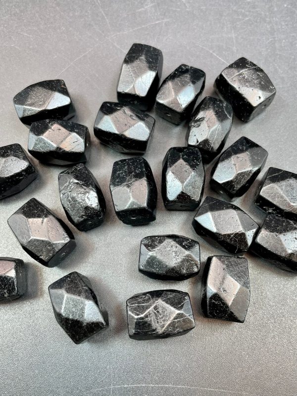 AAA Natural Black Tourmaline Gemstone Beads Faceted 10x16mm Rectangle Nugget Shape, Beautiful Black Color LOOSE BEADS Supply