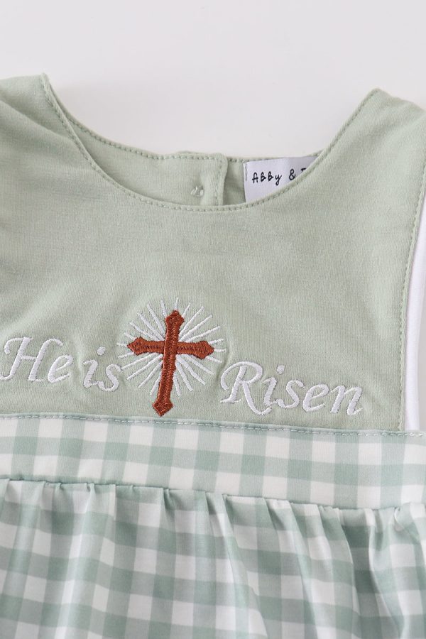 Sage easter he is risen cross embroidery boy bubble Online now