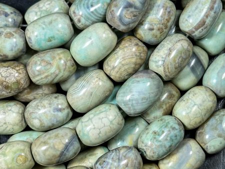 NATURAL Dragon Skin Agate Gemstone Bead 18x13mm Barrel Shape Bead, Beautiful Green Blue Color Dragon Skin Gemstone Beads Full Strand 15.5  For Discount