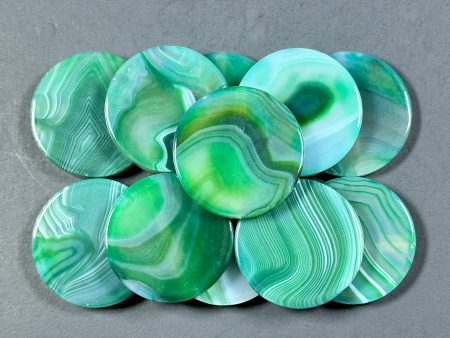 NATURAL Botswana Agate Gemstone Bead 20mm 25mm 30mm Coin Shape Beads, Gorgeous Green Color Botswana Agate Gemstone Beads LOOSE Gemstone Bead For Discount