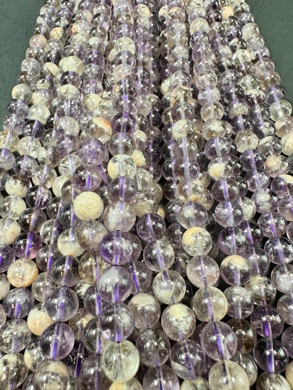 Natural Super 7 Gemstone Bead 6mm 8mm 10mm Round Bead, Beautiful Purple Clear Color Super 7 Gemstone Bead Full Strand 15.5  on Sale