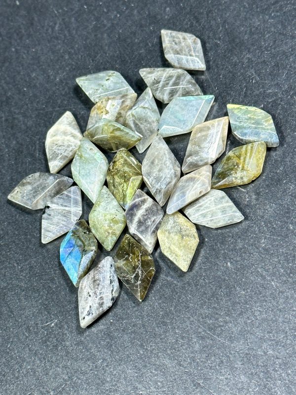 NATURAL Labradorite Gemstone Bead Faceted 24x12mm Diamond Shape Bead, Beautiful Natural Gray with Blue Rainbow Flash Color LOOSE Labradorite For Discount