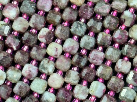 NATURAL Plum Tourmaline Gemstone Bead Faceted 6mm Cube Shape Bead, Gorgeous Plum Purple Color Tourmaline Gemstone Beads, Full Strand 15.5  Discount