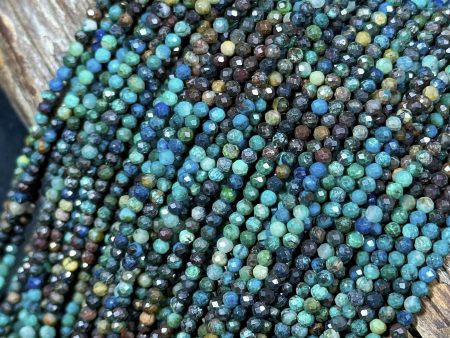 NATURAL Turquoise Gemstone Bead Faceted 2mm Round Beads, Gorgeous Blue Brown Color Turquoise Gemstone Beads Full Strand 15.5  Cheap