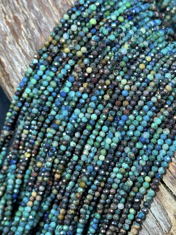 NATURAL Turquoise Gemstone Bead Faceted 2mm Round Beads, Gorgeous Blue Brown Color Turquoise Gemstone Beads Full Strand 15.5  Cheap