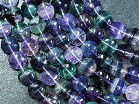 AAA Natural Fluorite Gemstone Bead 14mm Coin Shape, Beautiful Natural Purple Green Color Fluorite Gemstone Bead, Excellent Quality 15.5  on Sale