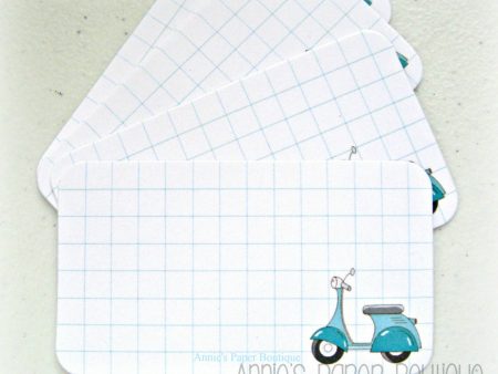 Aqua Scooter Grid - Mini Note Cards For Cheap