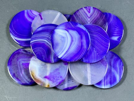 NATURAL Botswana Agate Gemstone Bead 25mm 30mm Coin Shape Beads, Gorgeous Purple Color Botswana Agate Gemstone Beads, LOOSE Gemstone Beads For Discount