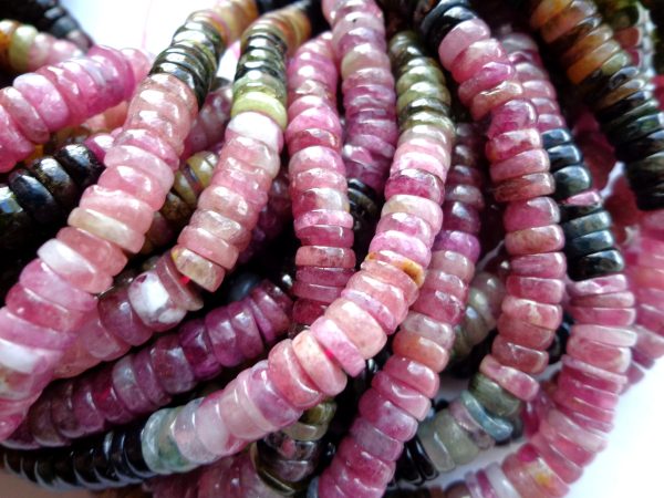 AAA Multicolor Natural Tourmaline Gemstone Beads, 6x2mm Smooth Rondelle Shape Beads, Great Quality gemstone 15.5” strand! on Sale