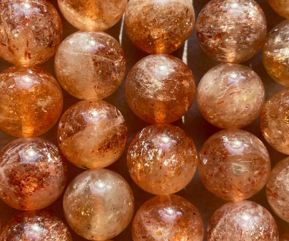 AAA Natural Fire Sunstone Bead 4mm 6mm 8mm 10mm 12mm Round Smooth, Gorgeous Natural Peach Orange Color with Gold Flash Color Online