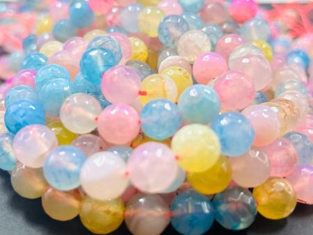 AAA Cotton candy jade stone bead. Faceted 6mm 8mm 10mm round bead. Gorgeous natural multi color jade stone bead. High quality  ! Sale