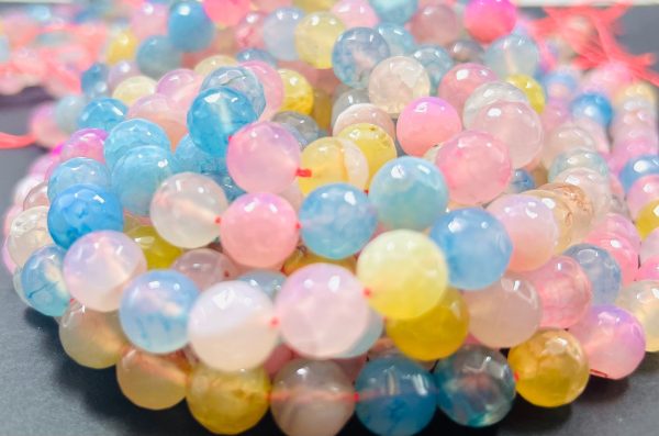 AAA Cotton candy jade stone bead. Faceted 6mm 8mm 10mm round bead. Gorgeous natural multi color jade stone bead. High quality  ! Sale