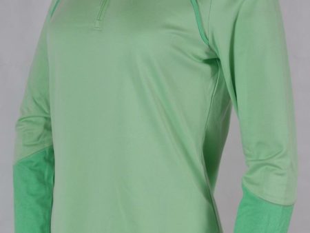 NEW The North Face TNF Women s 100 Green Cinder 1 4 Zip Pullover Stretch Shirt L Cheap