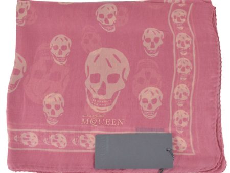 New Alexander Mcqueen $365 110640 Violet Pink SKULL Silk Chiffon Scarf Cheap