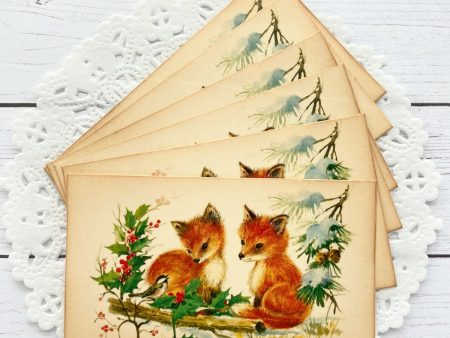 Winter Foxes Vintage Inspired Tags on Sale