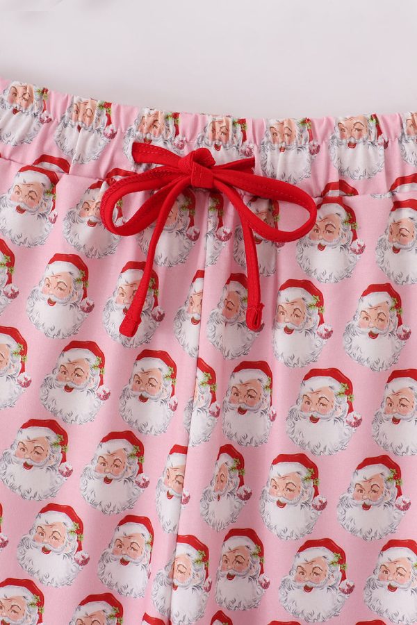 Pink christmas santa claus print women pajamas pants on Sale