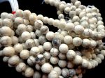 LARGE-HOLE beads!!! 8,10,12mm Faceted-finished round. 2mm hole. 8  strands. Natural White Howlite Big Hole Beads on Sale