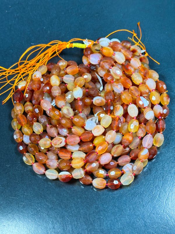 AAA NATURAL Botswana Agate Gemstone Bead Faceted 13x10 Barrel Shape, Gorgeous Red Orange Color Botswana Agate Gemstone Bead Full Strand 15.5 For Discount