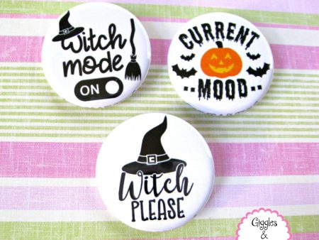 Witch Mode On, Current Mood, Witch Please - Halloween Buttons Supply