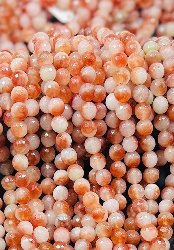 AAA KOI jade stone bead. Faceted 6mm 8mm 10mm round bead. Gorgeous natural PEACH color jade stone bead. High quality  ! For Discount