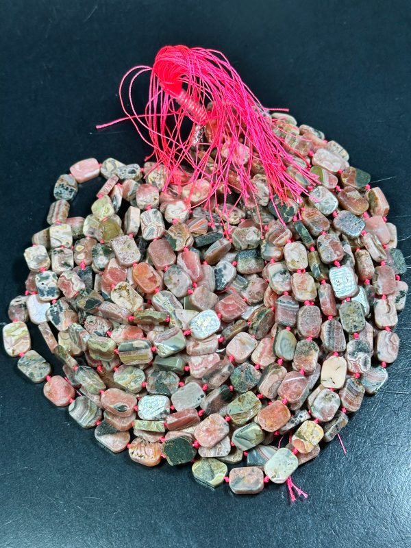 NATURAL Rhodochrosite Gemstone Bead 15x11mm Rectangle Tablet Shape, Beautiful Natural Pink Brown Color Gemstone Beads Full Strand 15.5  Discount