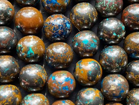 AAA Natural Azurite stone bead. 8mm 10mm round bead . Gorgeous natural brown with turquoise blue orange color . Real nice azurite gemstone. For Cheap