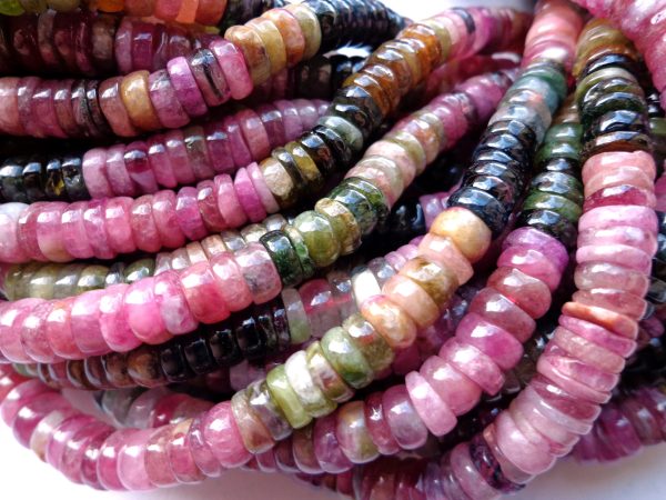 AAA Multicolor Natural Tourmaline Gemstone Beads, 6x2mm Smooth Rondelle Shape Beads, Great Quality gemstone 15.5” strand! on Sale