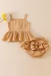 Beige linen ruffle 2pc baby set For Discount