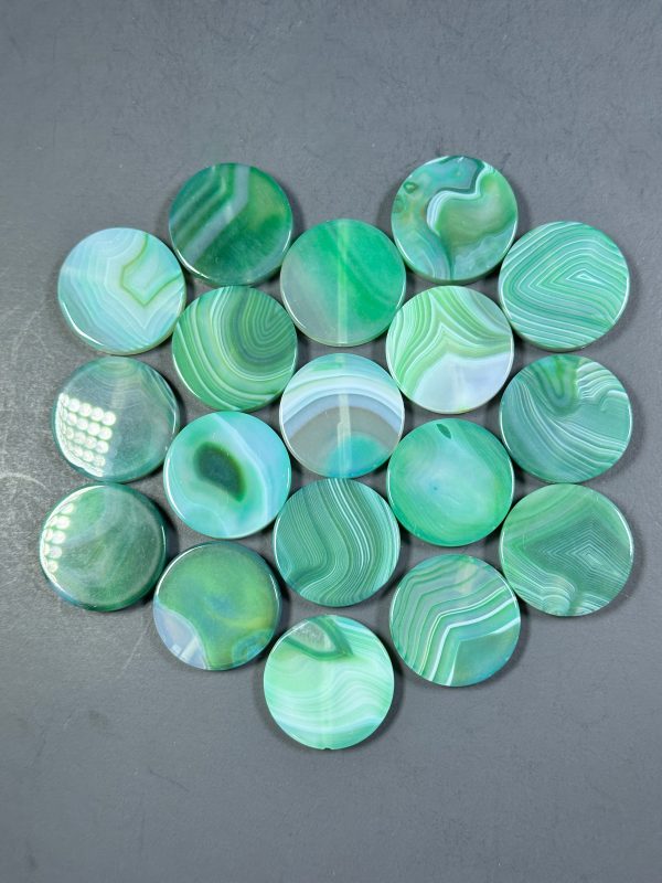 NATURAL Botswana Agate Gemstone Bead 20mm 25mm 30mm Coin Shape Beads, Gorgeous Green Color Botswana Agate Gemstone Beads LOOSE Gemstone Bead For Discount