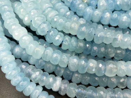 AAA Natural Aquamarine Gemstone Bead, Faceted Rondelle Shape Bead, Gorgeous Natural Blue Color Aquamarine Gemstone Bead, Excellent Quality Full Strand 15.5  Fashion