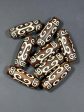 NATURAL Hand Painted Tibetan Agate Stone Bead 39x14mm Barrel Tube Shape Bead, Beautiful Brown White Color Hand Painted Tibetan Loose Beads For Discount