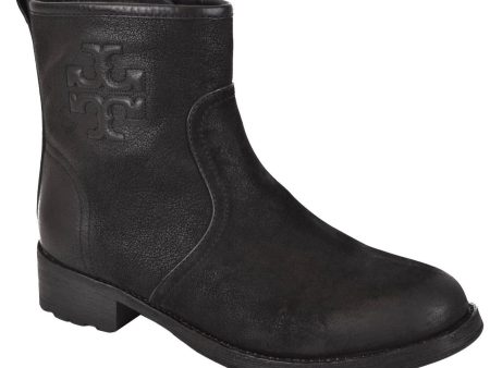 NEW Tory Burch Simone Black Distressed Leather Ankle Boot Bootie Shoes Size 7.5 on Sale