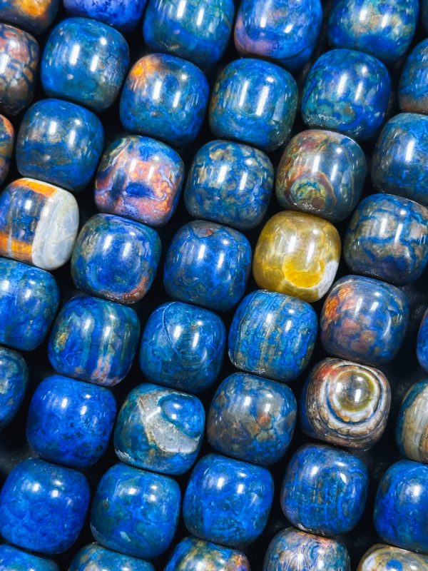 Natural Tibetan Gemstone Bead 12x13mm Barrel Shape, Gorgeous Multicolor Blue Color Tibetan Gemstone Beads, Excellent Quality Full Strand 13  Online now