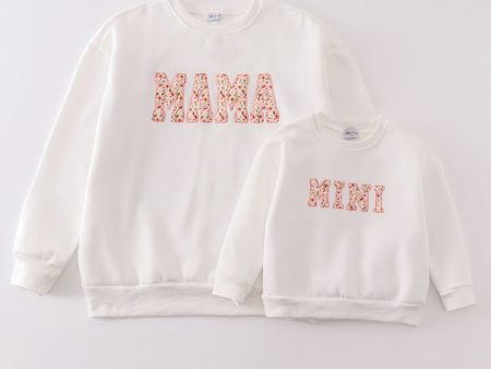 White MAMA&MINI applique fleece mom&me sweatshirt Sale