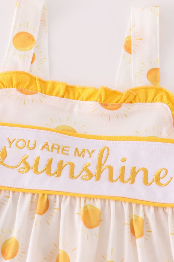 Yellow you are my sunshine embroidery girl set on Sale