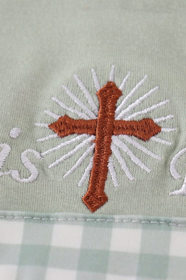 Sage easter he is risen cross embroidery boy bubble Online now