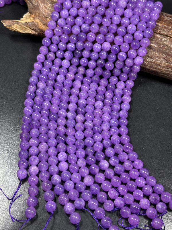 Natural Lavender Jade Gemstone Bead 6mm 8mm 10mm Round Beads, Beautiful Lavender Purple Color Jade Beads, Great Quality Full Strand 15.5  For Cheap